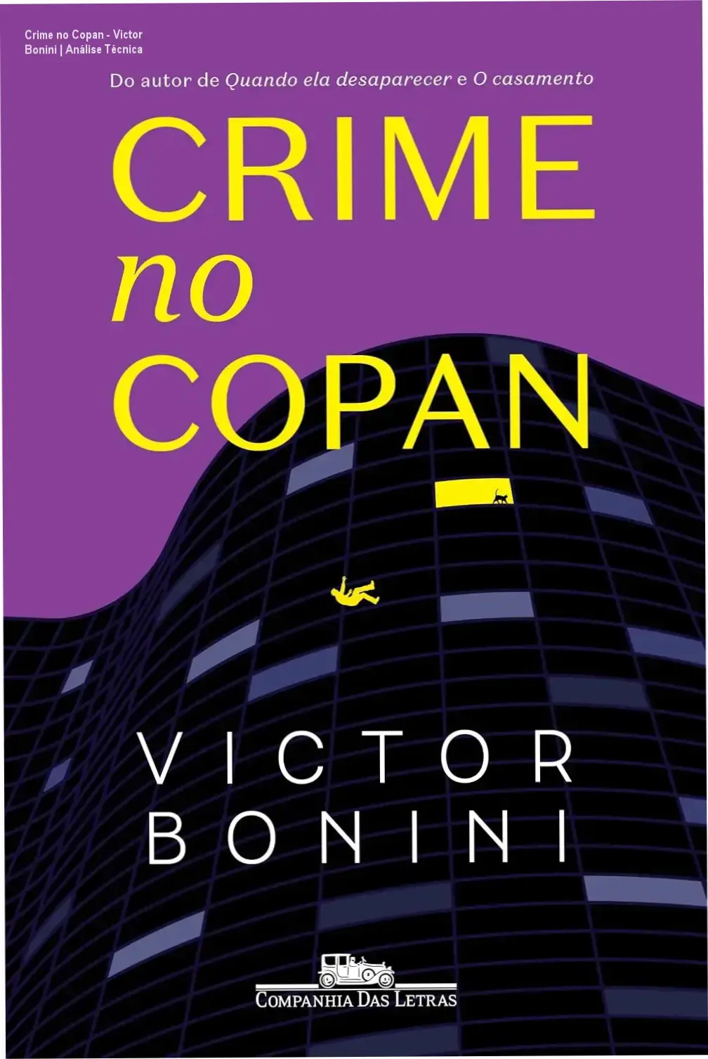 Capa do livro Crime no Copan de Victor Bonini, suspense policial urbano