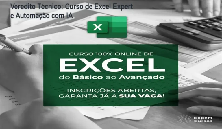 Veredito Técnico: Curso de Excel Expert e Automação com IA 17 Curso de Excel Expert - Expert Cursos: visão interna dos módulos de Power Query e IA