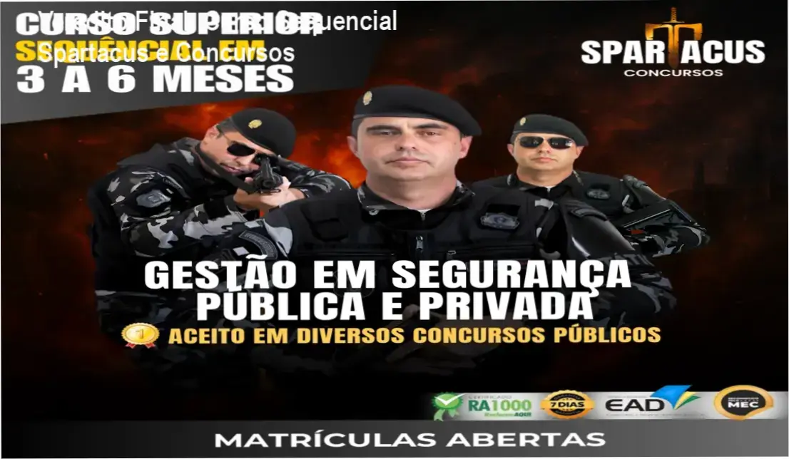 Curso Superior Sequencial Gestão de Segurança Pública Spartacus Concursos funcionamento e visão interna