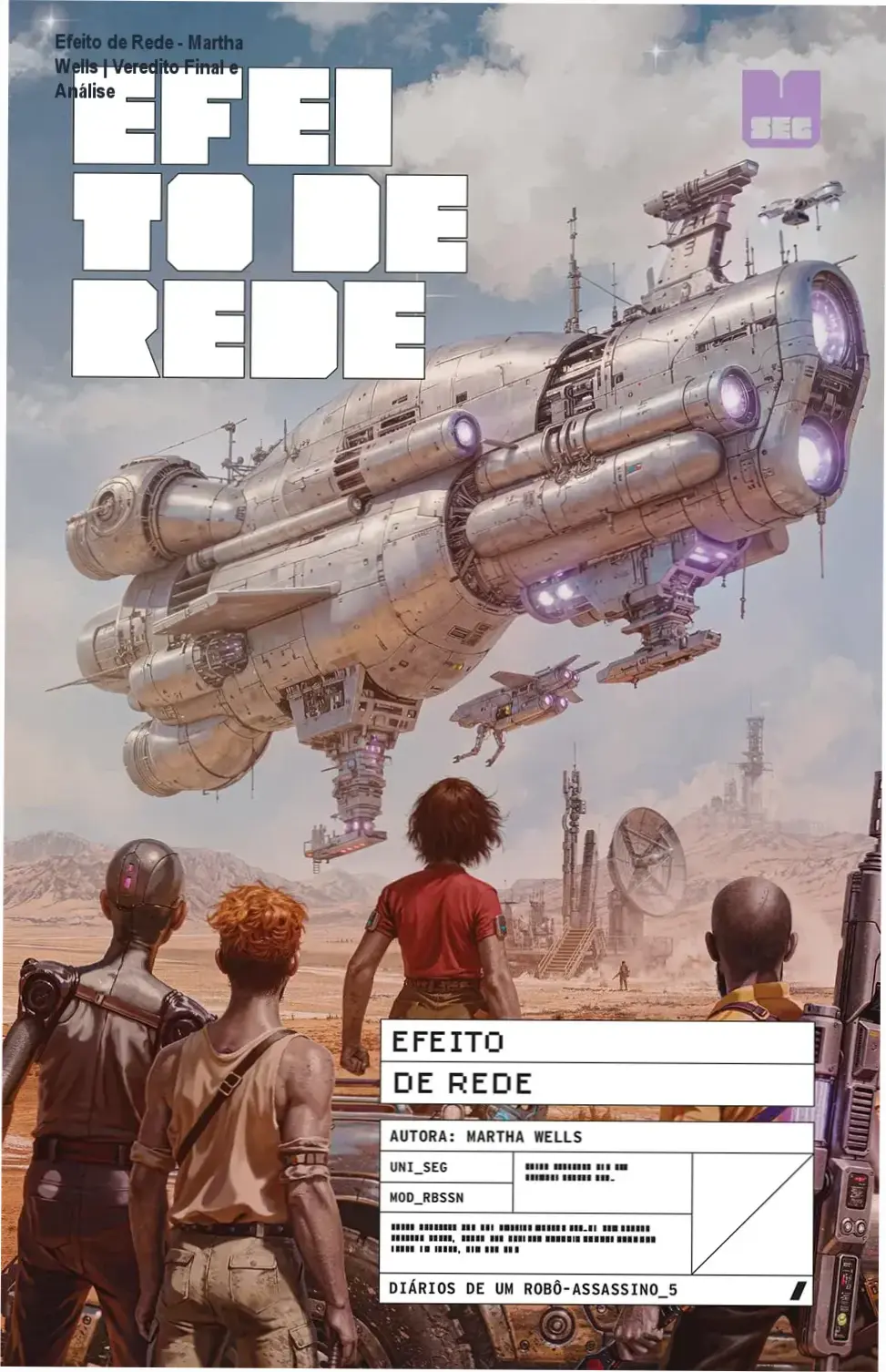Capa do livro Efeito de Rede de Martha Wells destacando a temática de ficção científica