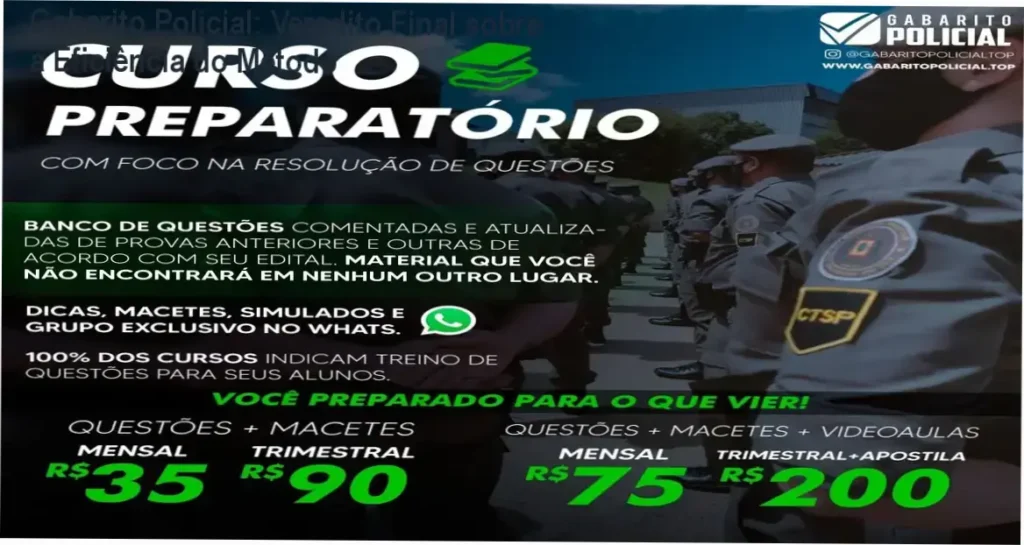 Gabarito Policial: Veredito Final sobre a Eficiência do Método 1 Gabarito Policial de Paulo Ricardo Büttenbender: visão interna da plataforma de questões e simulados