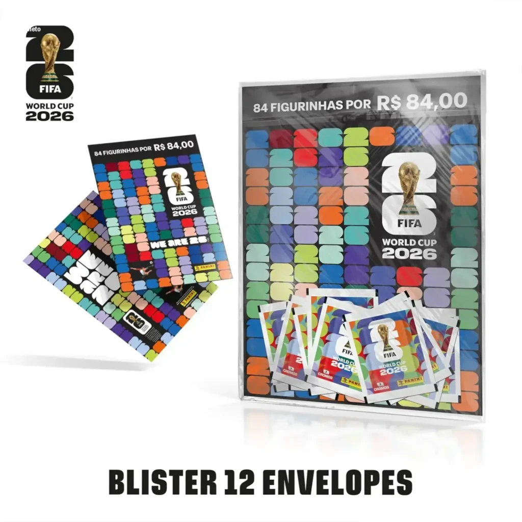 Figurinhas Copa do Mundo 2026 Panini: Dossiê Completo 1 Kit com 12 envelopes de figurinhas e cartela oficial da Copa do Mundo FIFA 2026 Panini