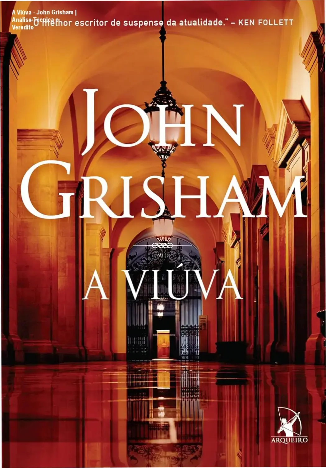 Capa do eBook A Viúva de John Grisham exibida em dispositivo digital