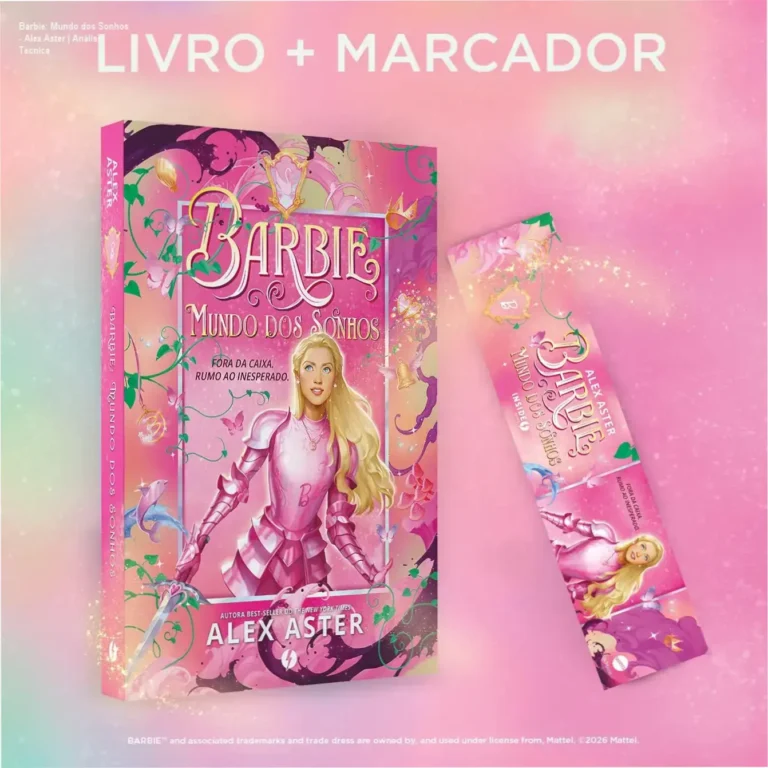Barbie: Mundo dos Sonhos - Alex Aster | Análise Técnica 14 Capa do livro Barbie: Mundo dos Sonhos de Alex Aster com elementos mágicos e coloridos
