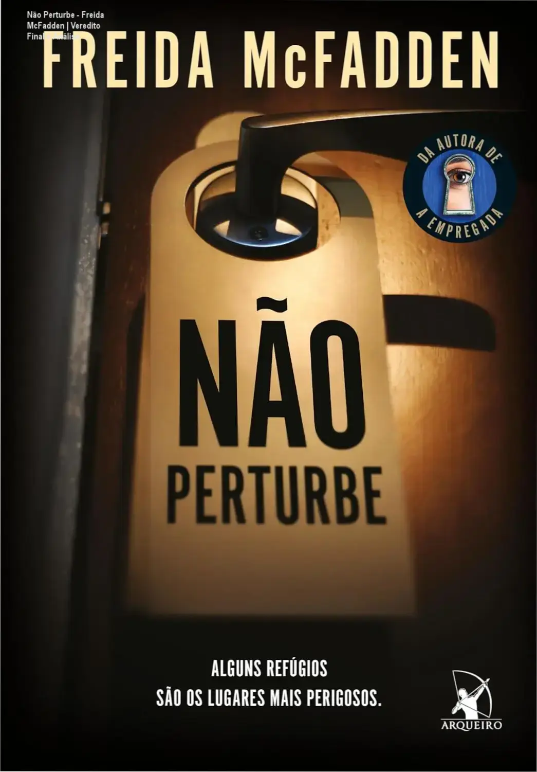 Não Perturbe - Freida McFadden | Veredito Final e Análise 1 Capa do livro Não Perturbe de Freida McFadden com atmosfera de suspense psicológico