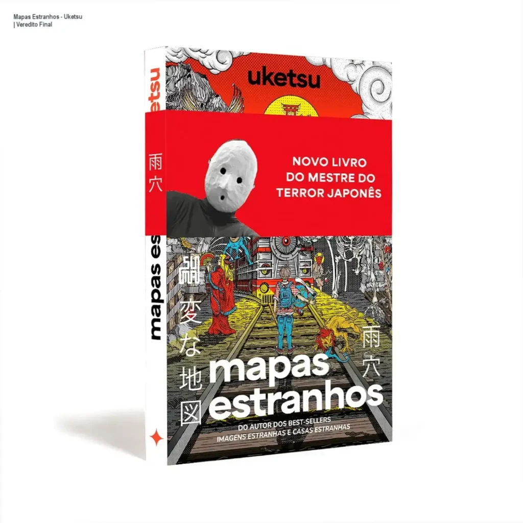 Capa do livro Mapas Estranhos de Uketsu evidenciando a atmosfera de mistério e suspense japonês
