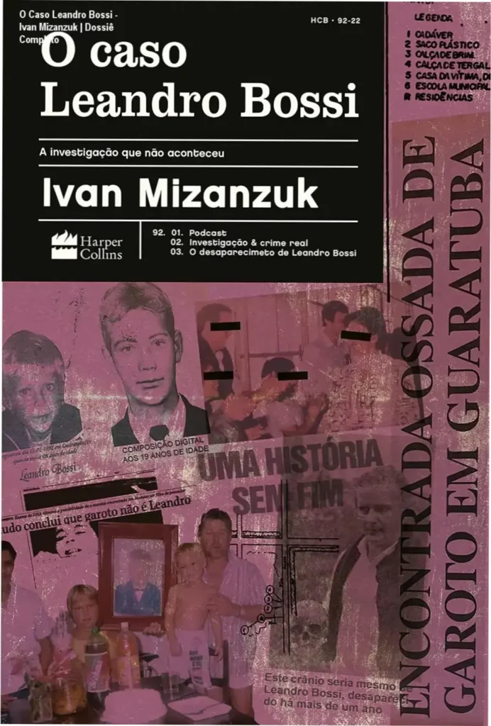 Capa do livro O Caso Leandro Bossi de Ivan Mizanzuk detalhando a investigação criminal