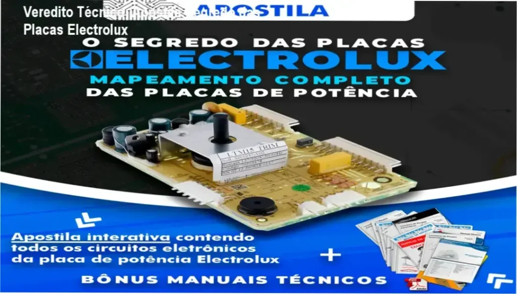 Veredito Técnico: Apostila Segredo das Placas Electrolux 1 Apostila Segredo das Placas Electrolux de Doglas Hollas exibindo mapeamento técnico de circuitos